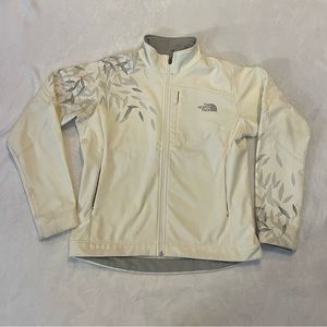 North face white jacket with gray leaf design - TNF APEX